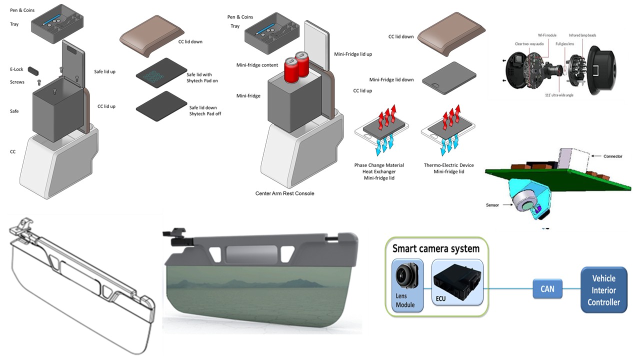 Arm Rest Safe & Refrigerator, Translucent Visor and Seat Wellness Detect